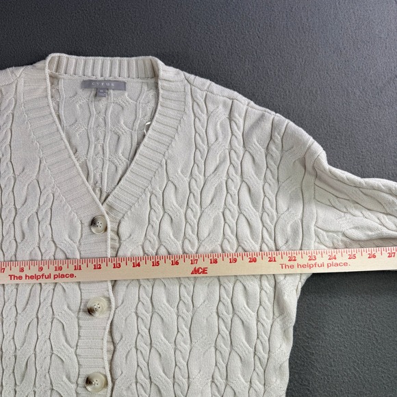 Cyrus Sweater Women XL Cable Knit Fisherman Button Cardigan Beige Cozy Boho - Picture 4 of 8